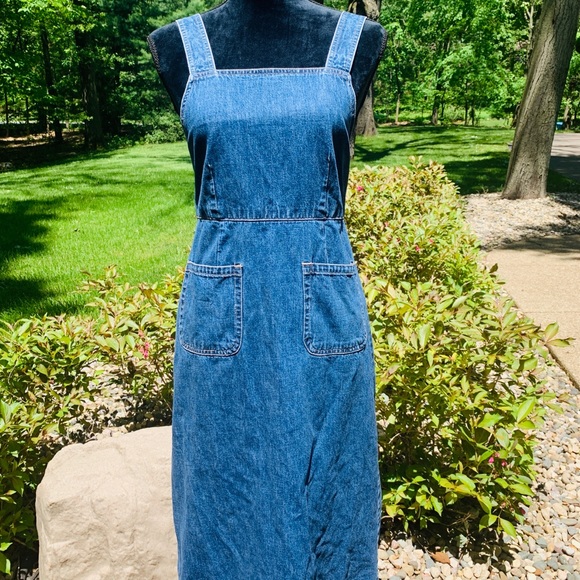 gap denim apron dress